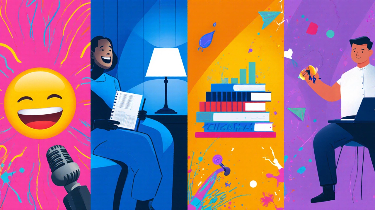 Четыре силуэта показывают экстраверта, интроверта, аналитика и творца.