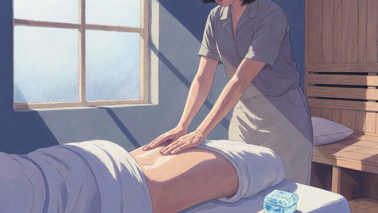 Терапевт делает осторожный массаж и прикладывает холодный компресс.