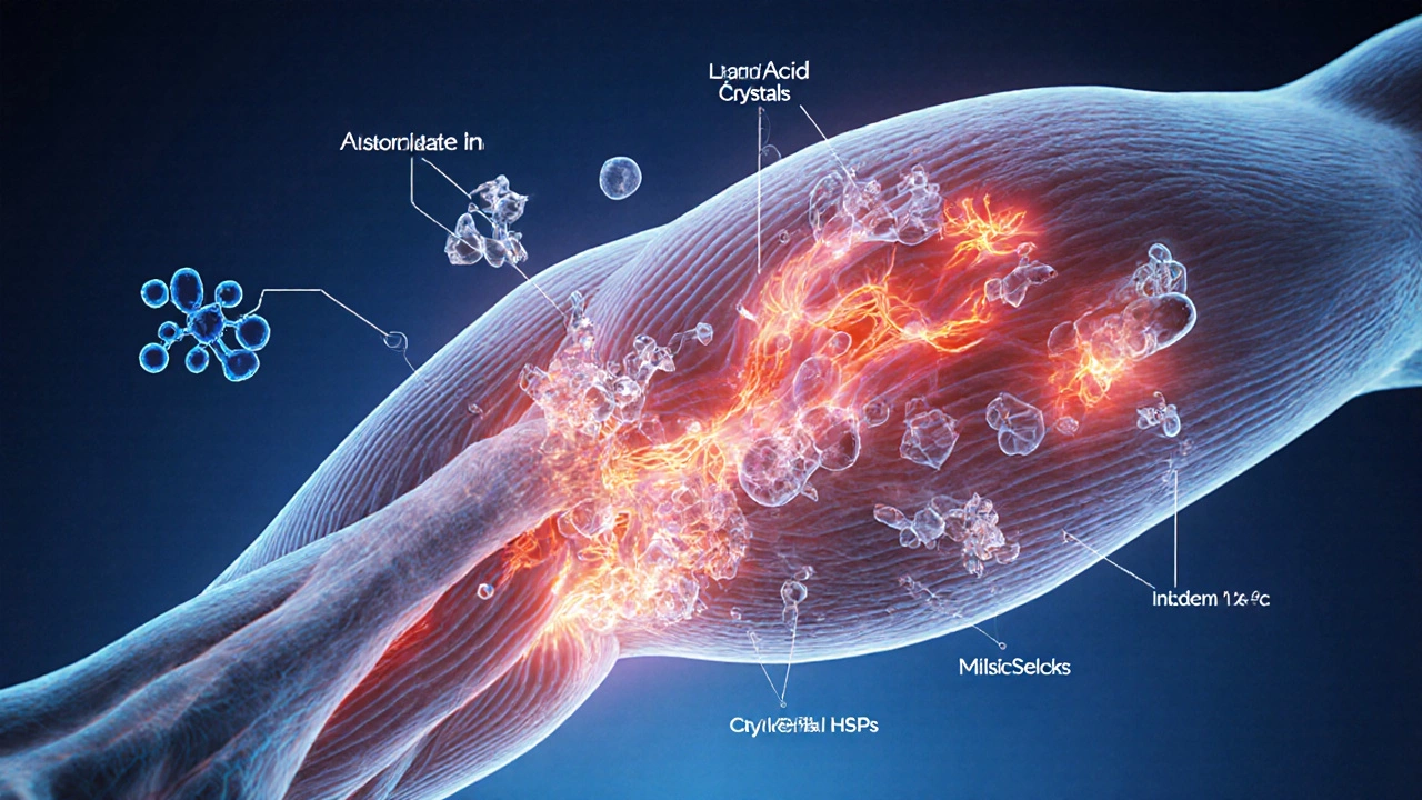 Схема мышечных волокон с расширенными сосудами и восстановлением клеток под теплом