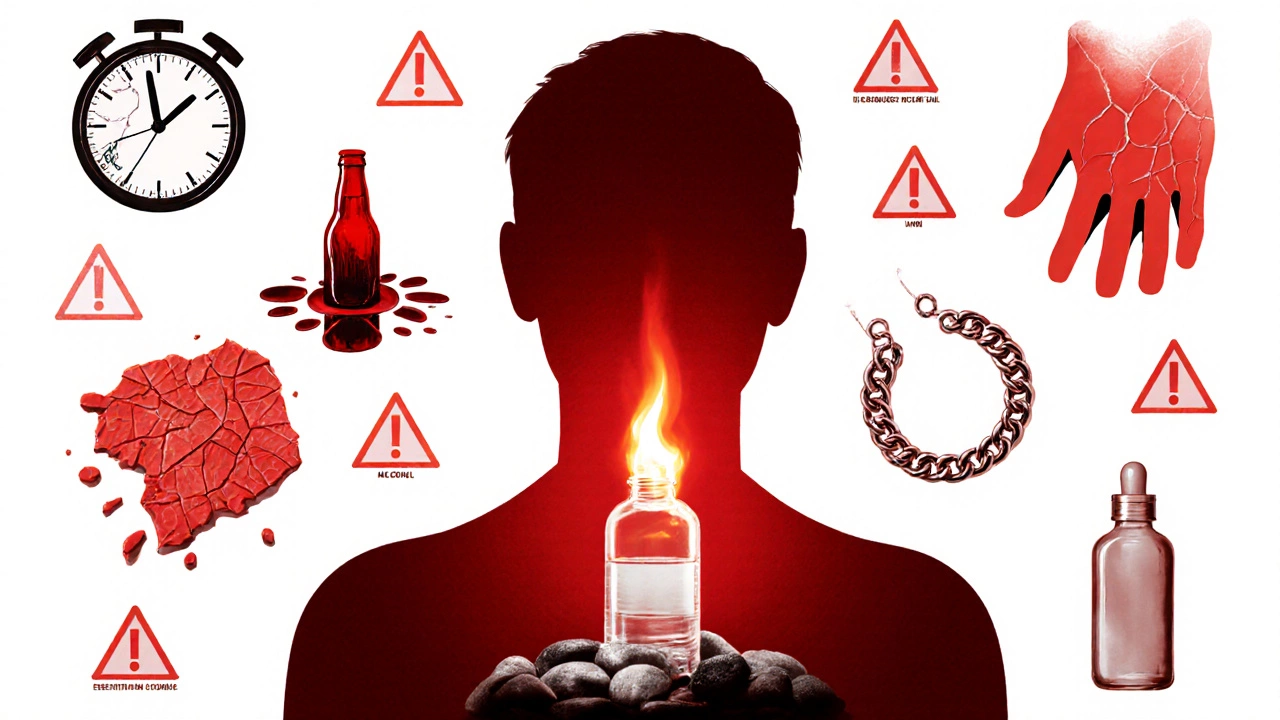 Силуэт человека с предупреждающими символами, показывающими запрещённые действия в сауне.