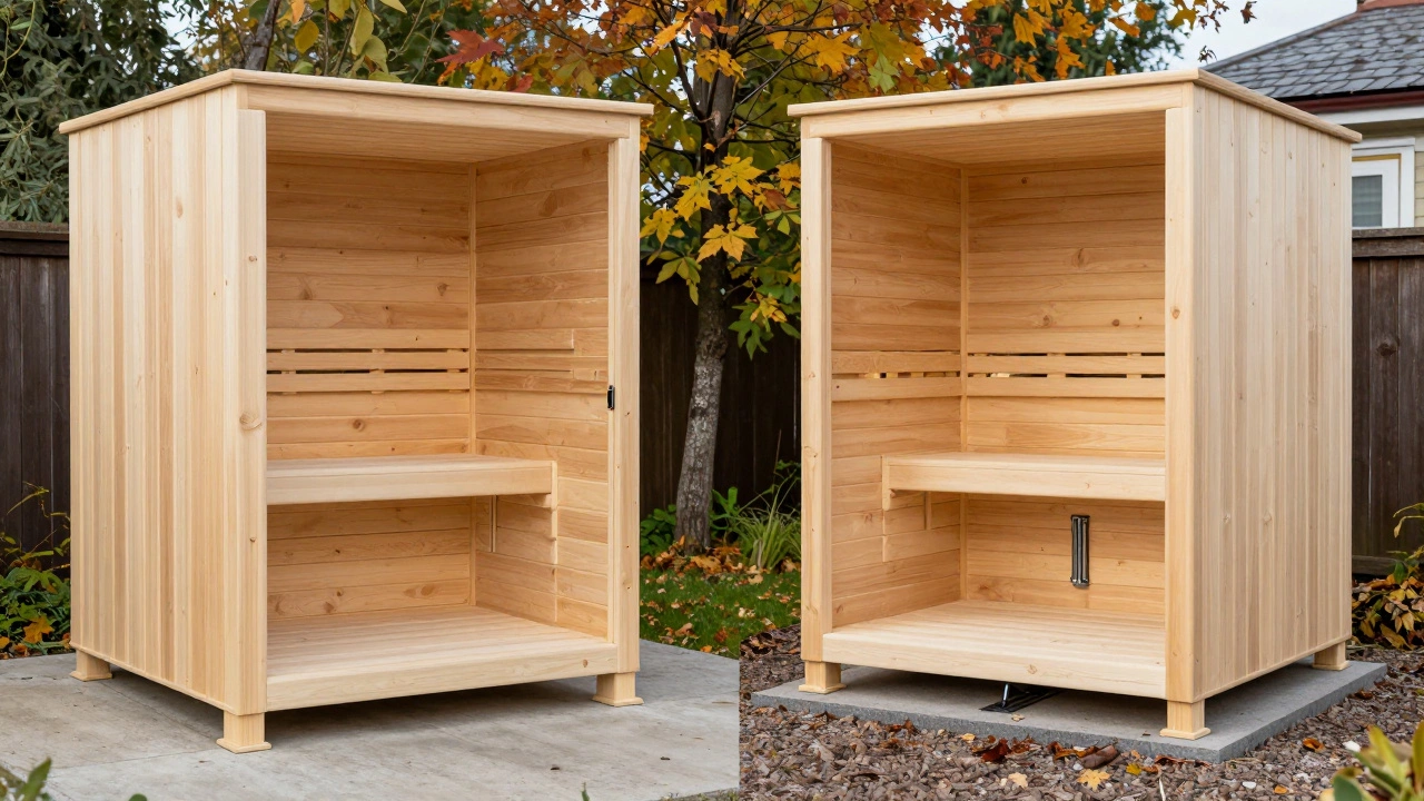 Сравнение дешевой сборной сауны и качественной построенной на заказ — видны различия в материалах.