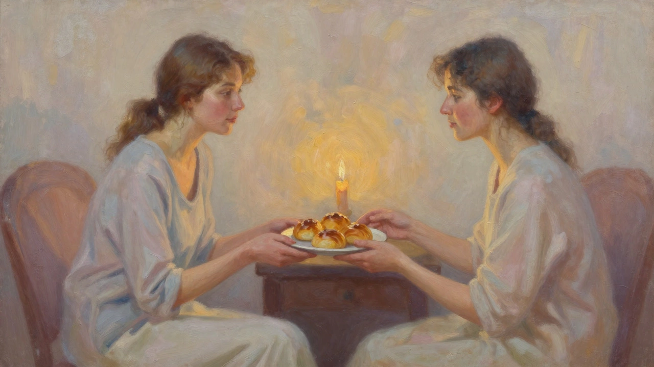 Иллюстрация пары с десертом, символизирующая заботу и уважение границ.